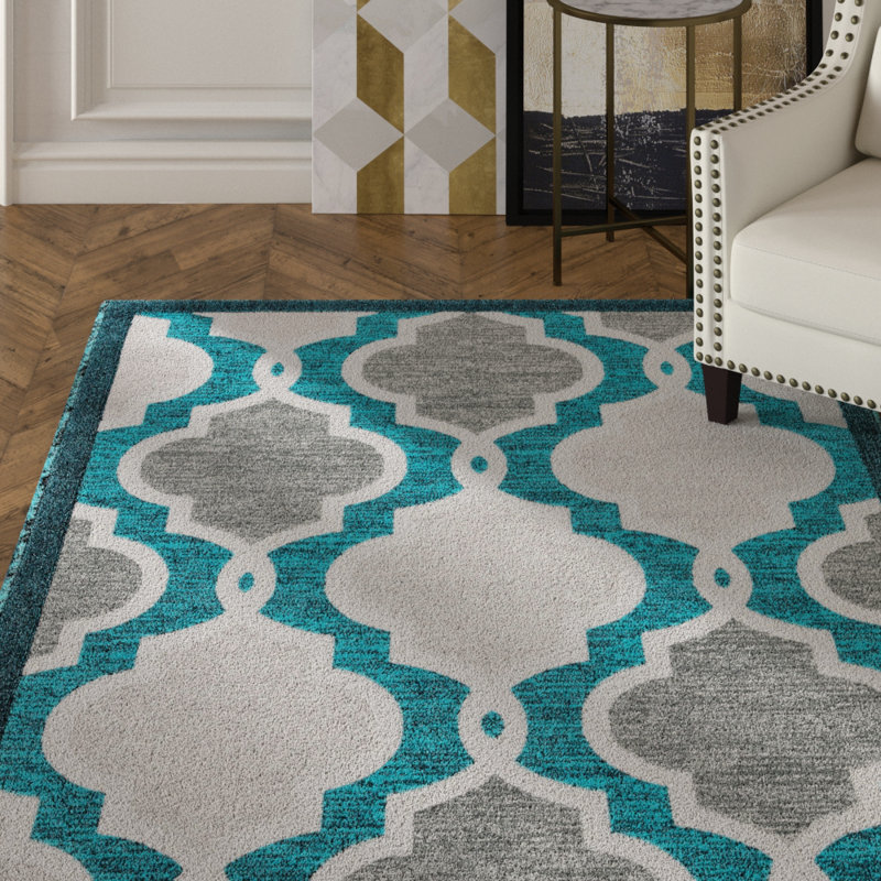 Mercer41 Geometric Turquoise Area Rug & Reviews Wayfair